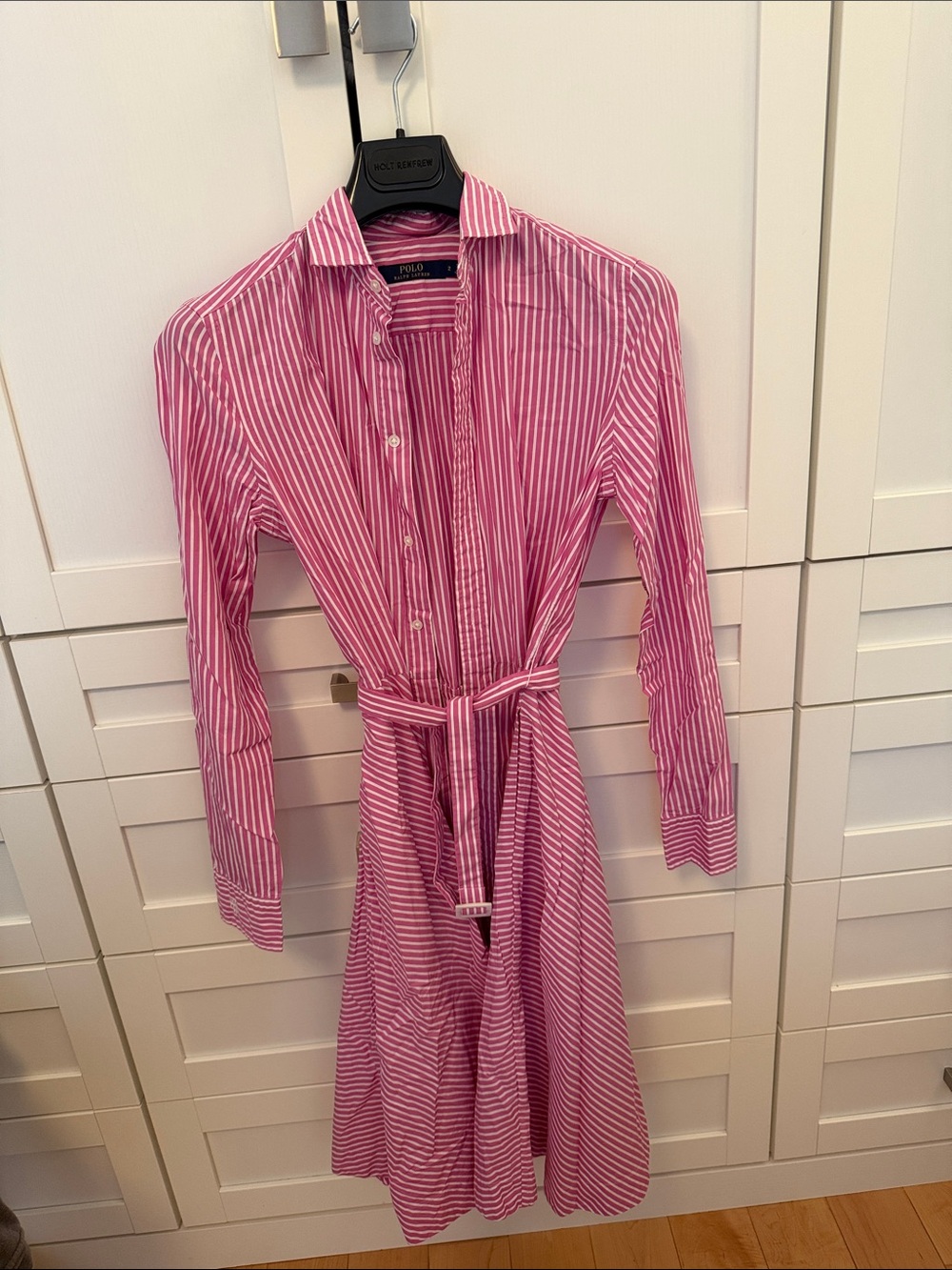 Polo by Ralph Lauren Pink & White Striped Shirt Dress